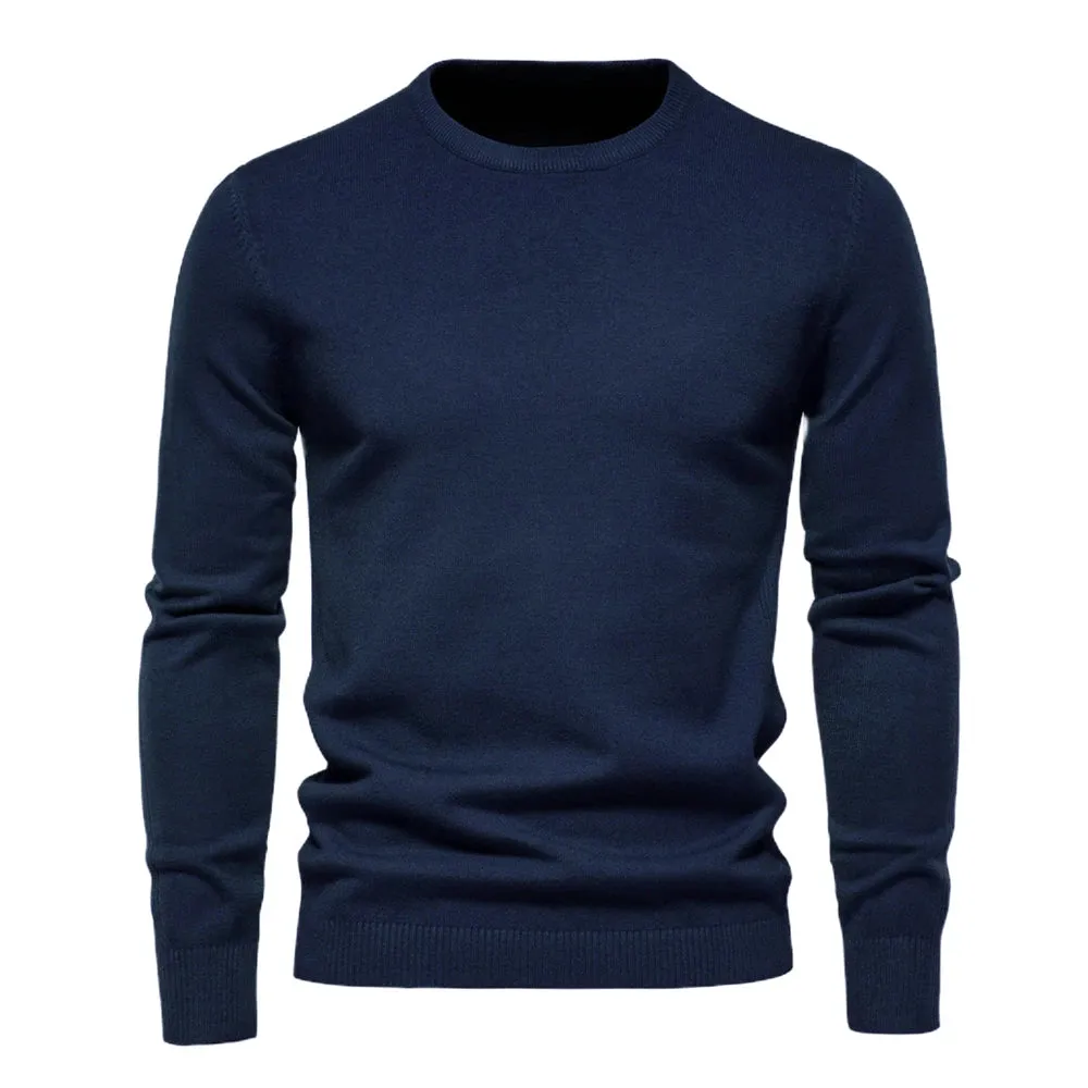 New O-neck Casual Solid Color Warm Basic Fashion Slim Quality  Sweaters
