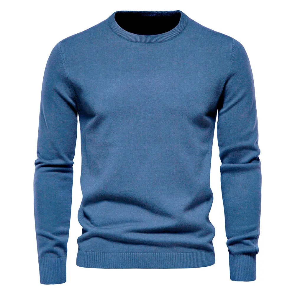New O-neck Casual Solid Color Warm Basic Fashion Slim Quality  Sweaters