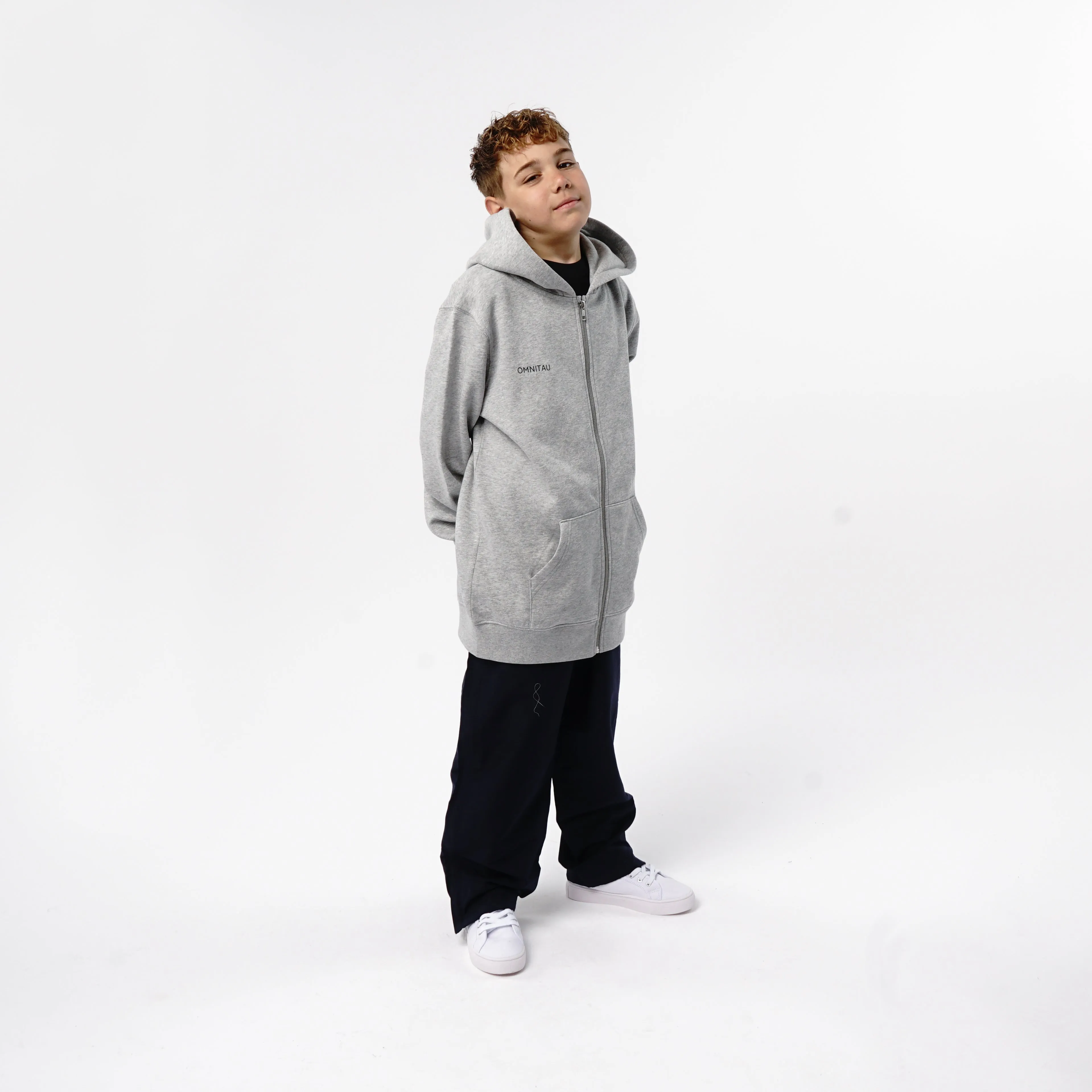 Omnitau Kid's Team Sports Organic Cotton Full Zip Hoodie - Heather Grey