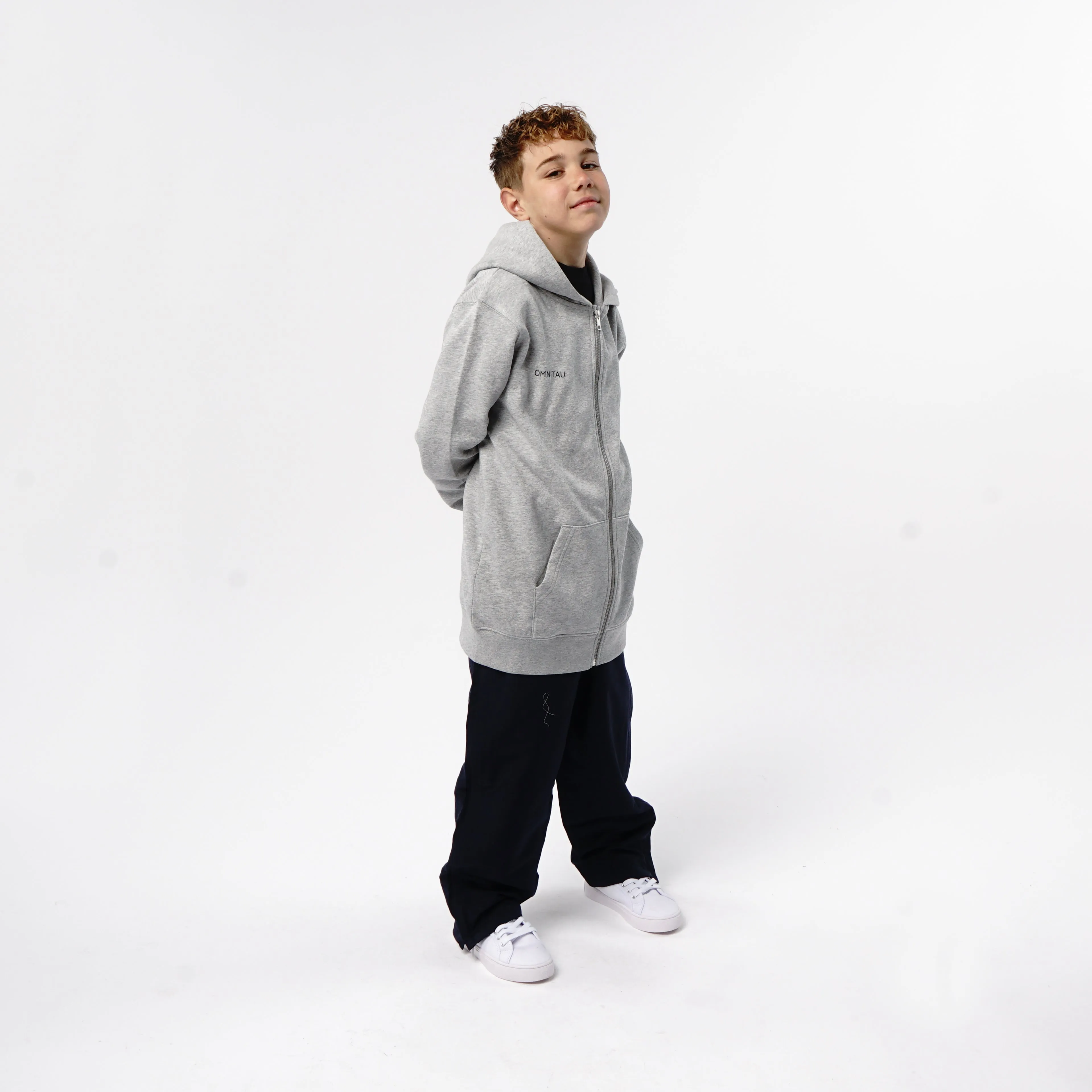 Omnitau Kid's Team Sports Organic Cotton Full Zip Hoodie - Heather Grey