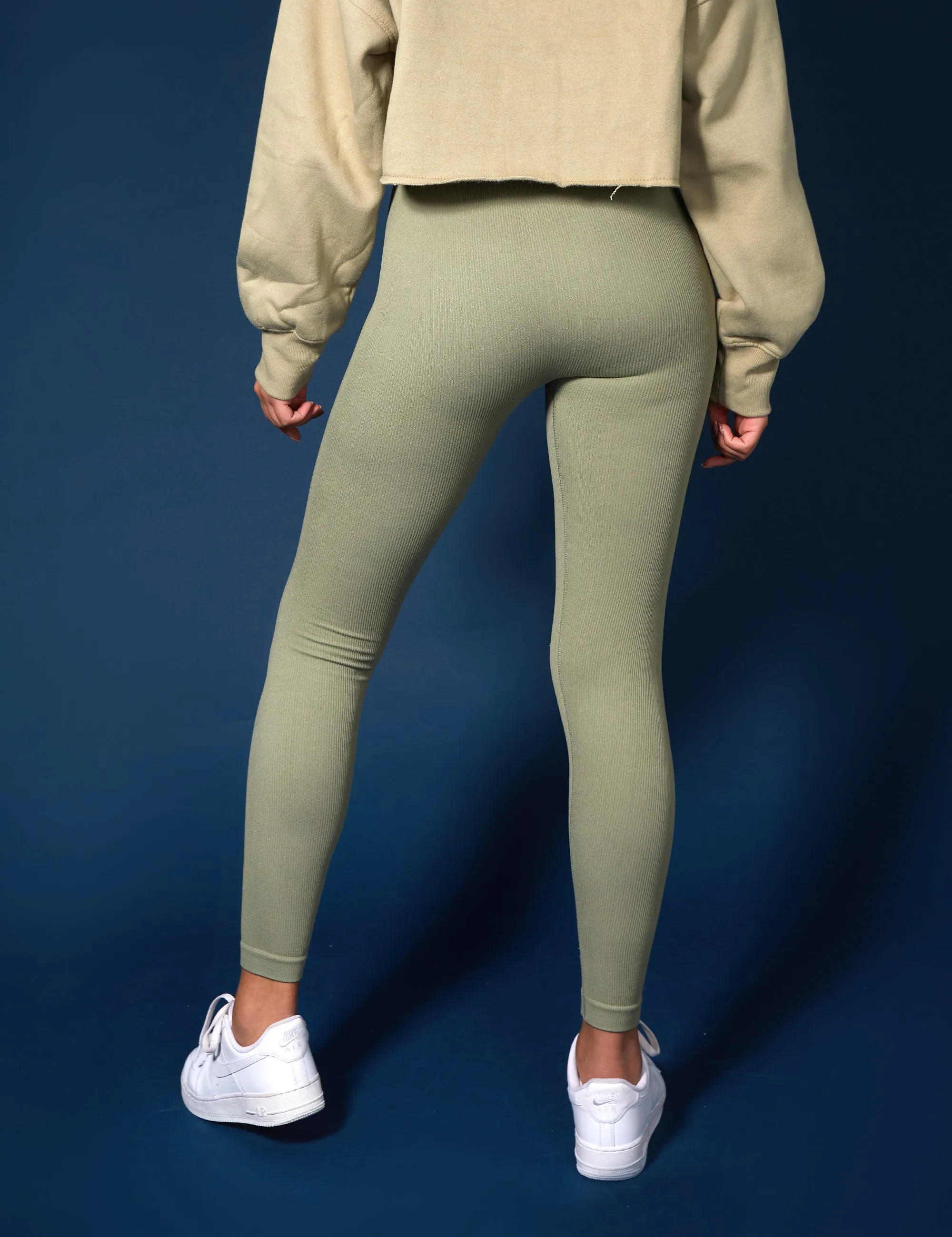 Oversized Cropped Light Khaki Sweat Hoodie