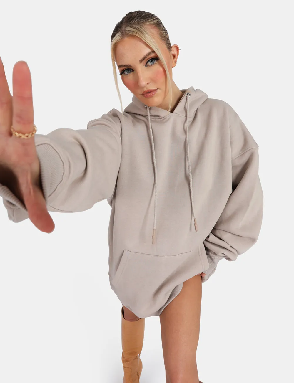 Oversized Sweat Hoodie Dress Ash