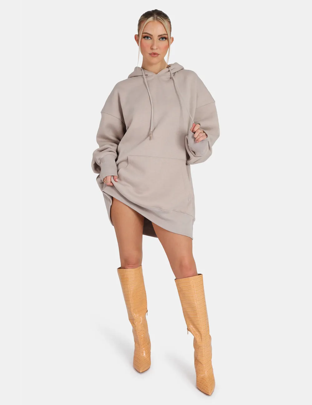 Oversized Sweat Hoodie Dress Ash