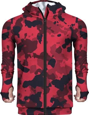 Printed Camo Red Fleece Hoodie