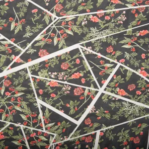 Printed Chiffon - CHANDA - Flowers / Triangle - Black