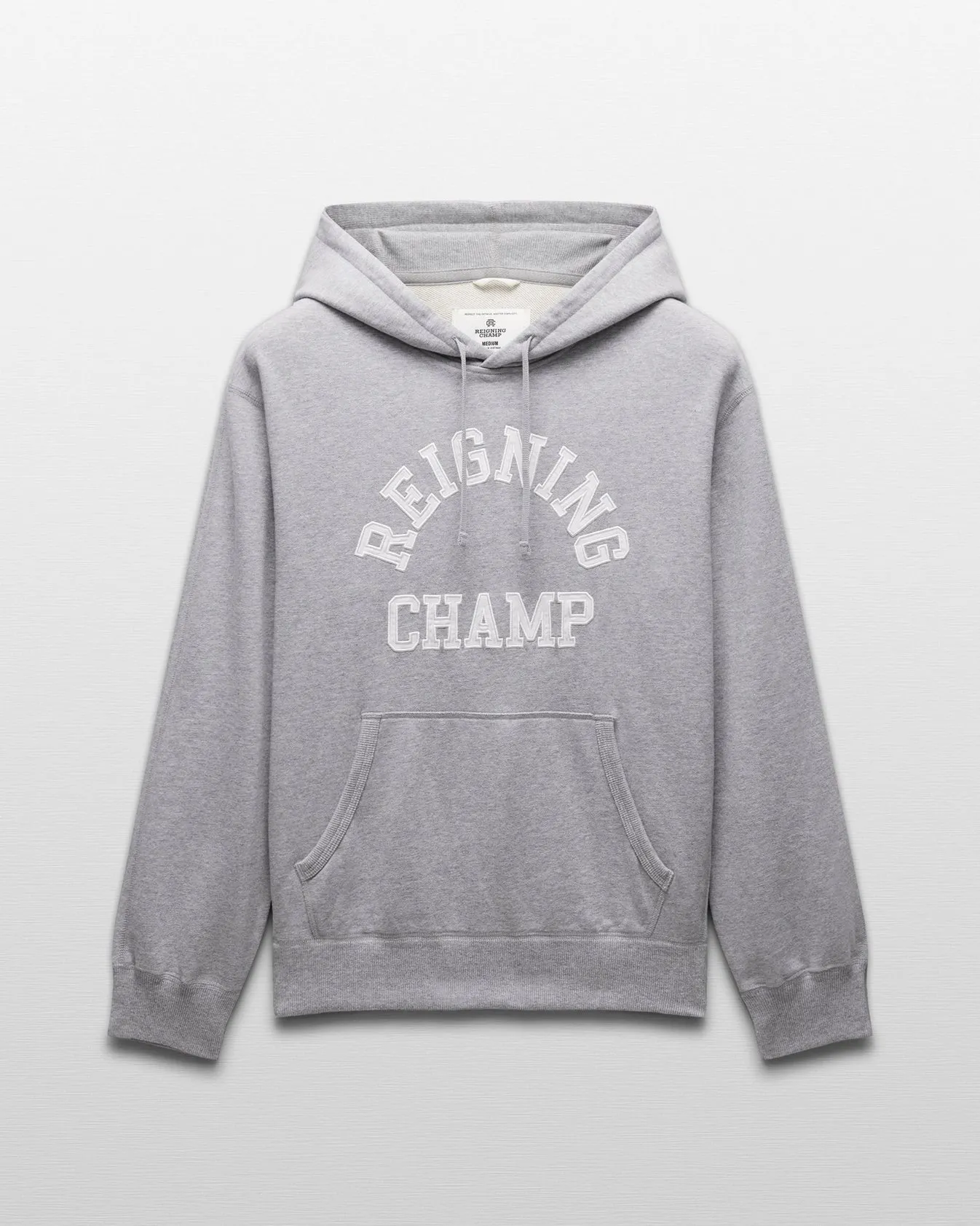 Reigning Champ Migweight Terry Arch Logo Hoodie in Heather Grey
