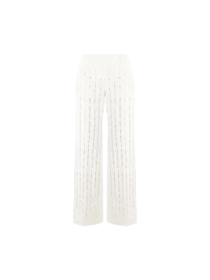 Rhinestone-Embellished Wide-Leg Trousers
