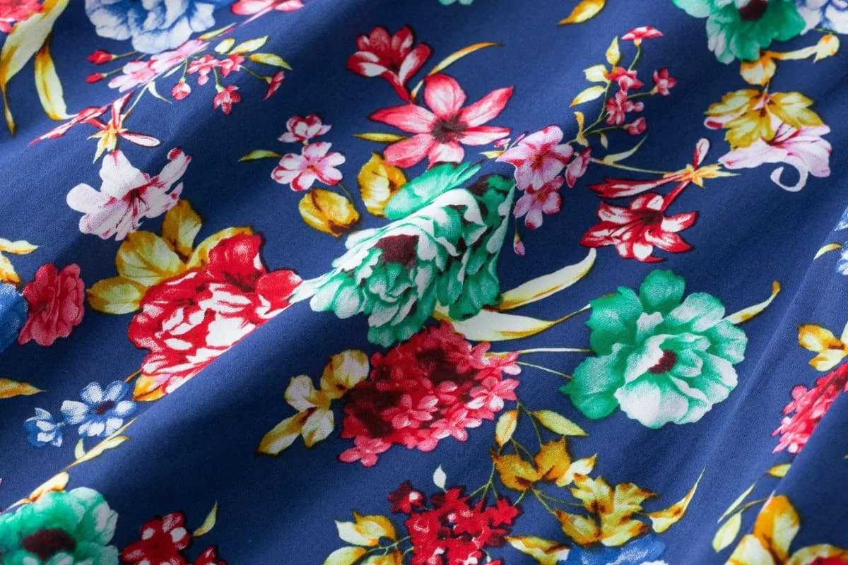 Royal Blue Flower Scoop Neck Bow Tie Vintage Swing Dress