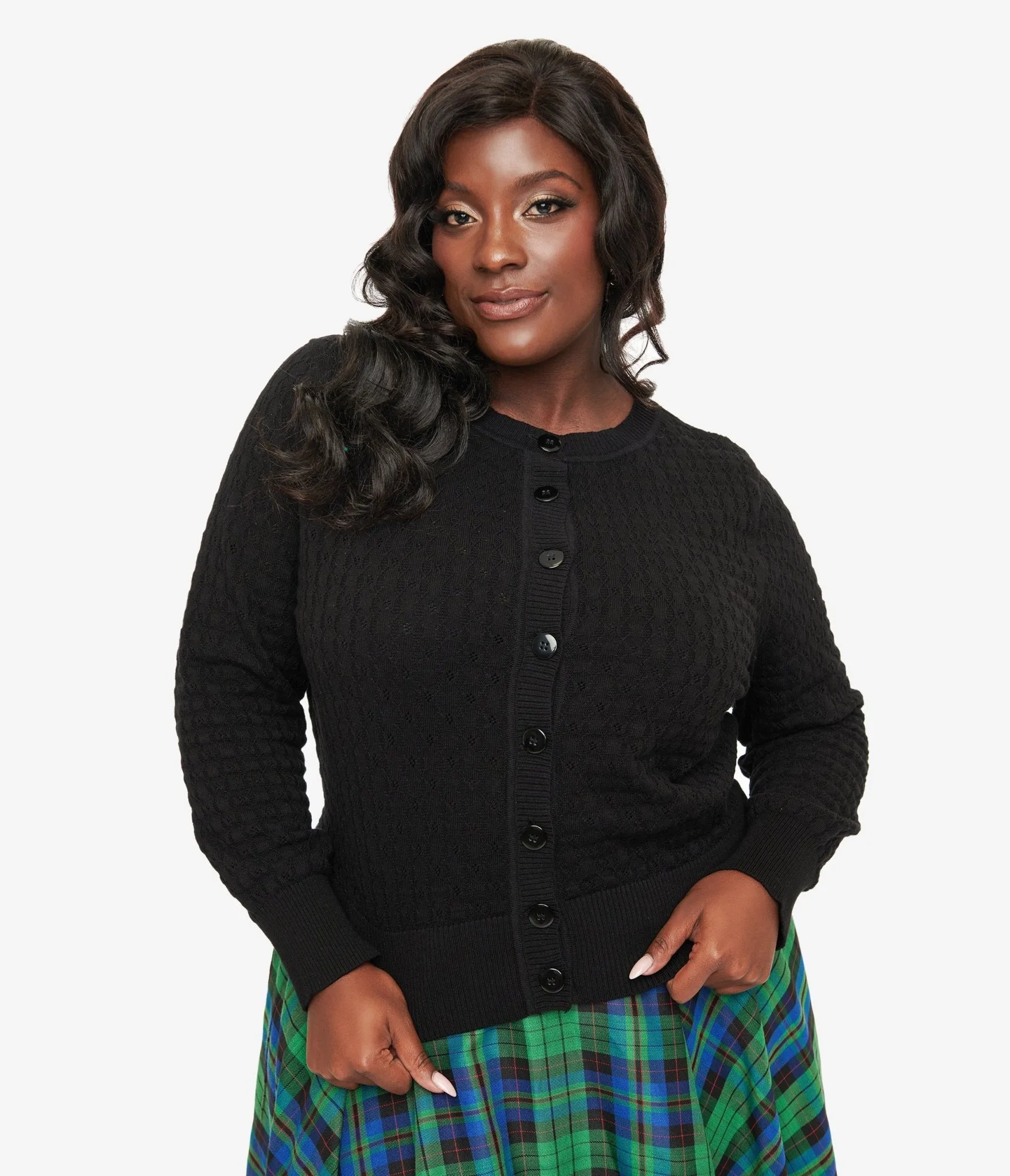 Royal Monk Plus Size 1950s Black Katie Cardigan