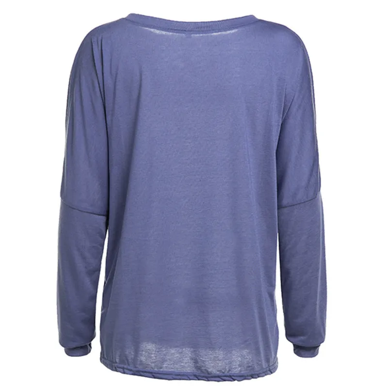 Scoop Pure Color Long Sleeves Loose T-shirt