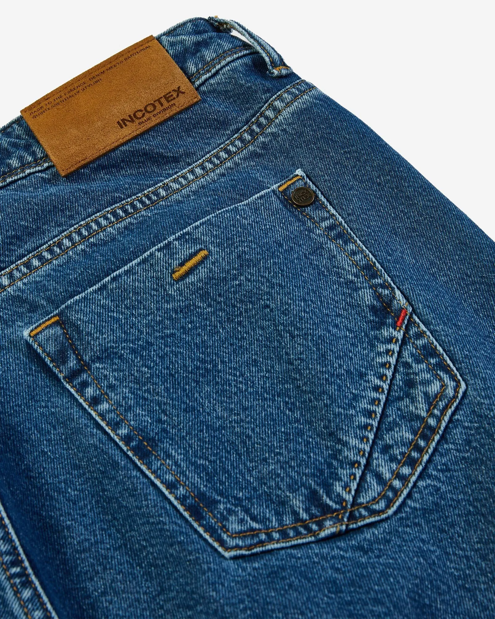 Slim-fit cotton denim five-pocket trouser