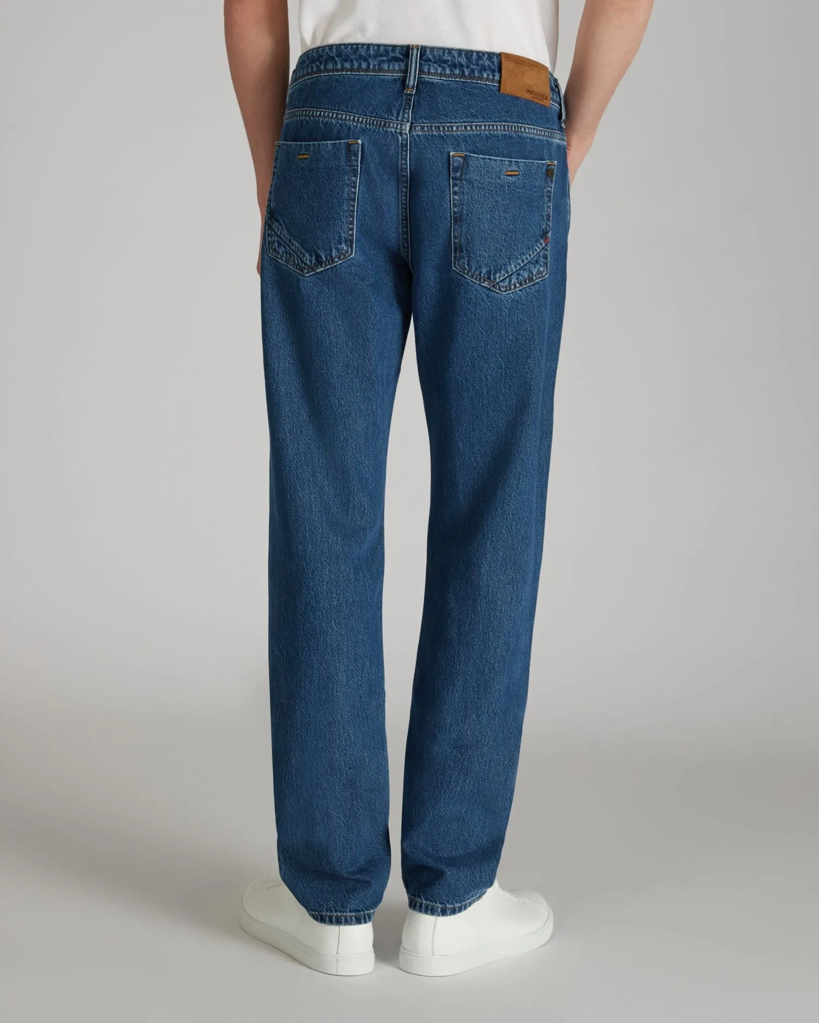 Slim-fit cotton denim five-pocket trouser