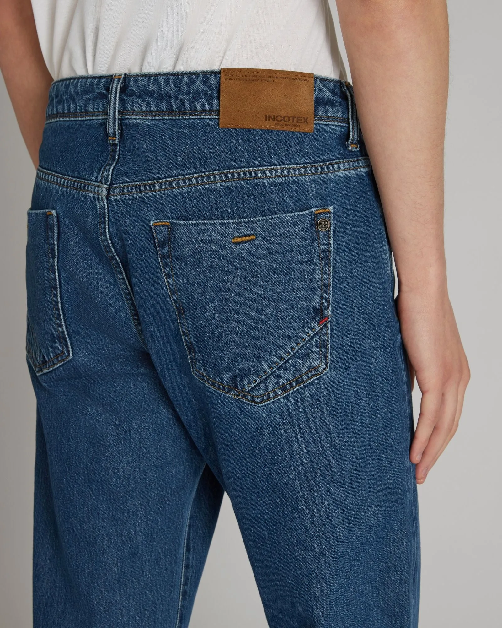 Slim-fit cotton denim five-pocket trouser