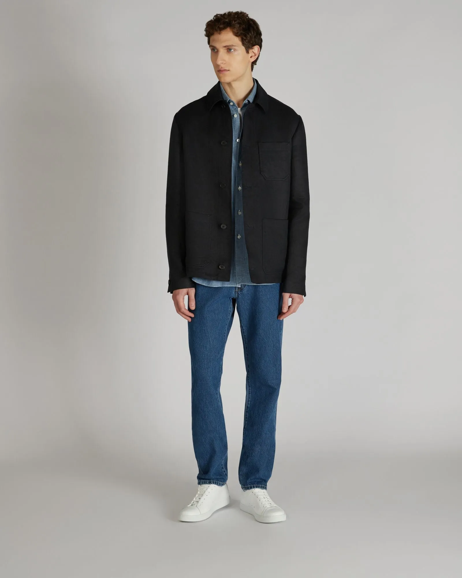 Slim-fit cotton denim five-pocket trouser