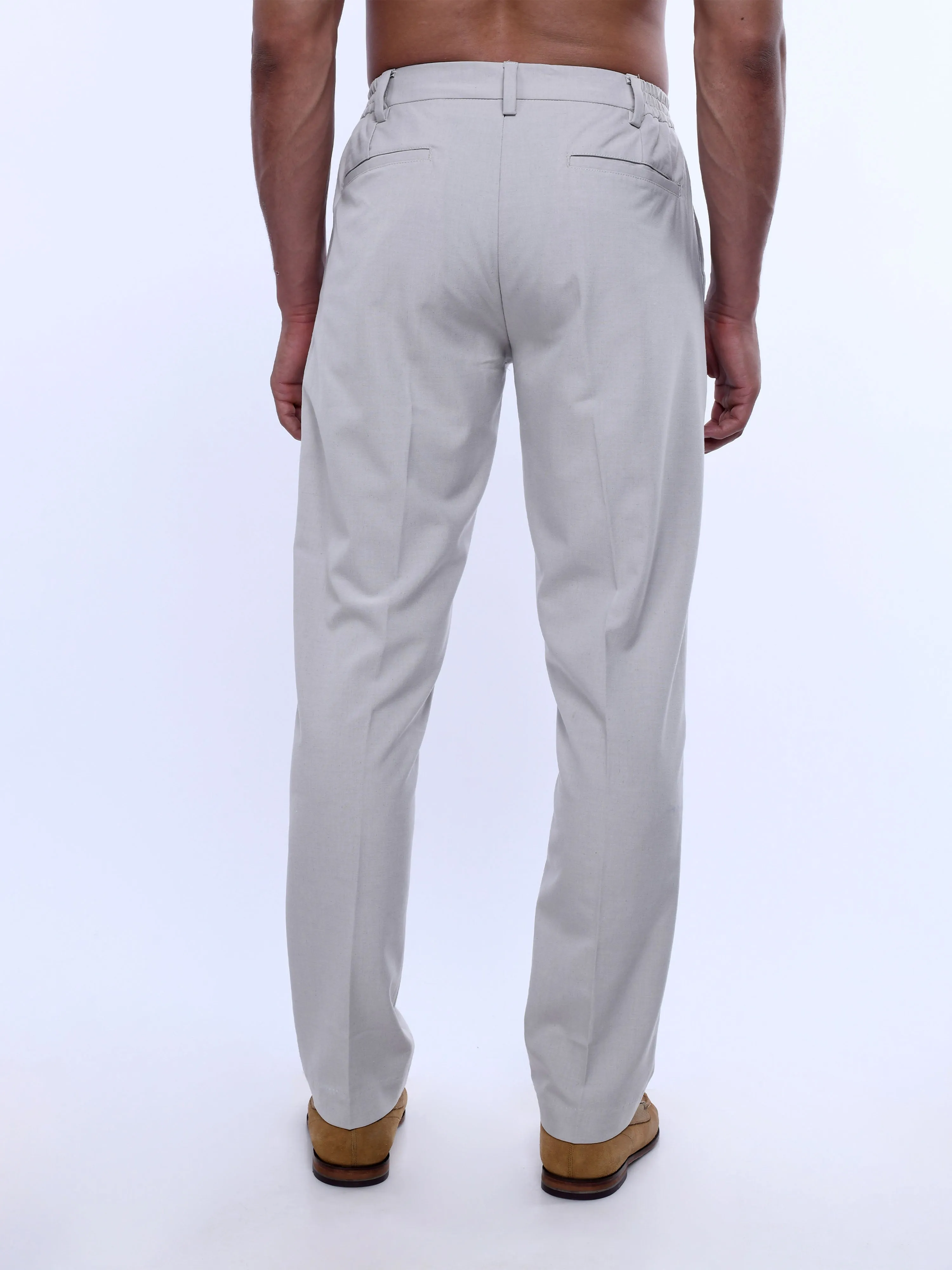 Soft Handle Tailored Cream Trousers