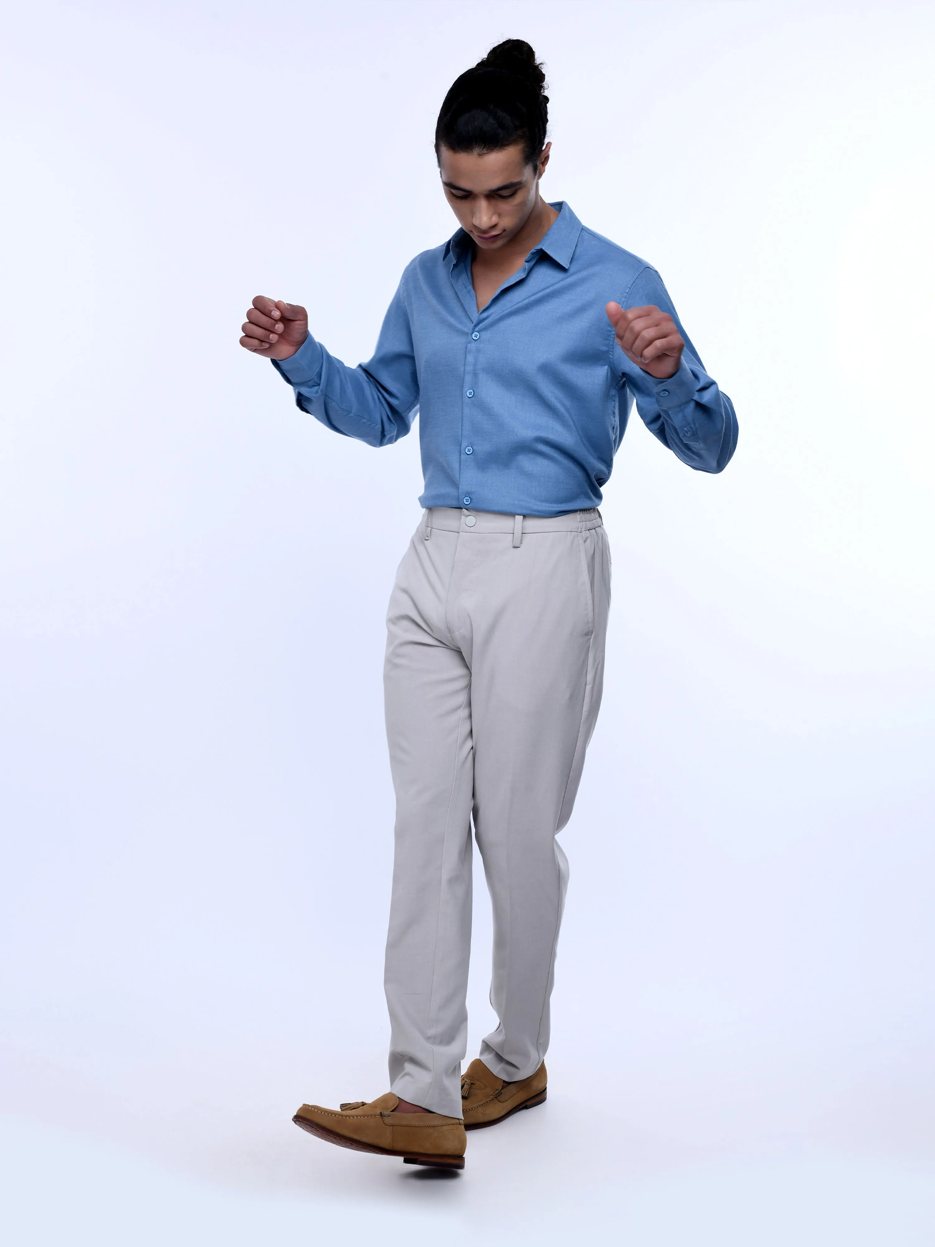 Soft Handle Tailored Cream Trousers