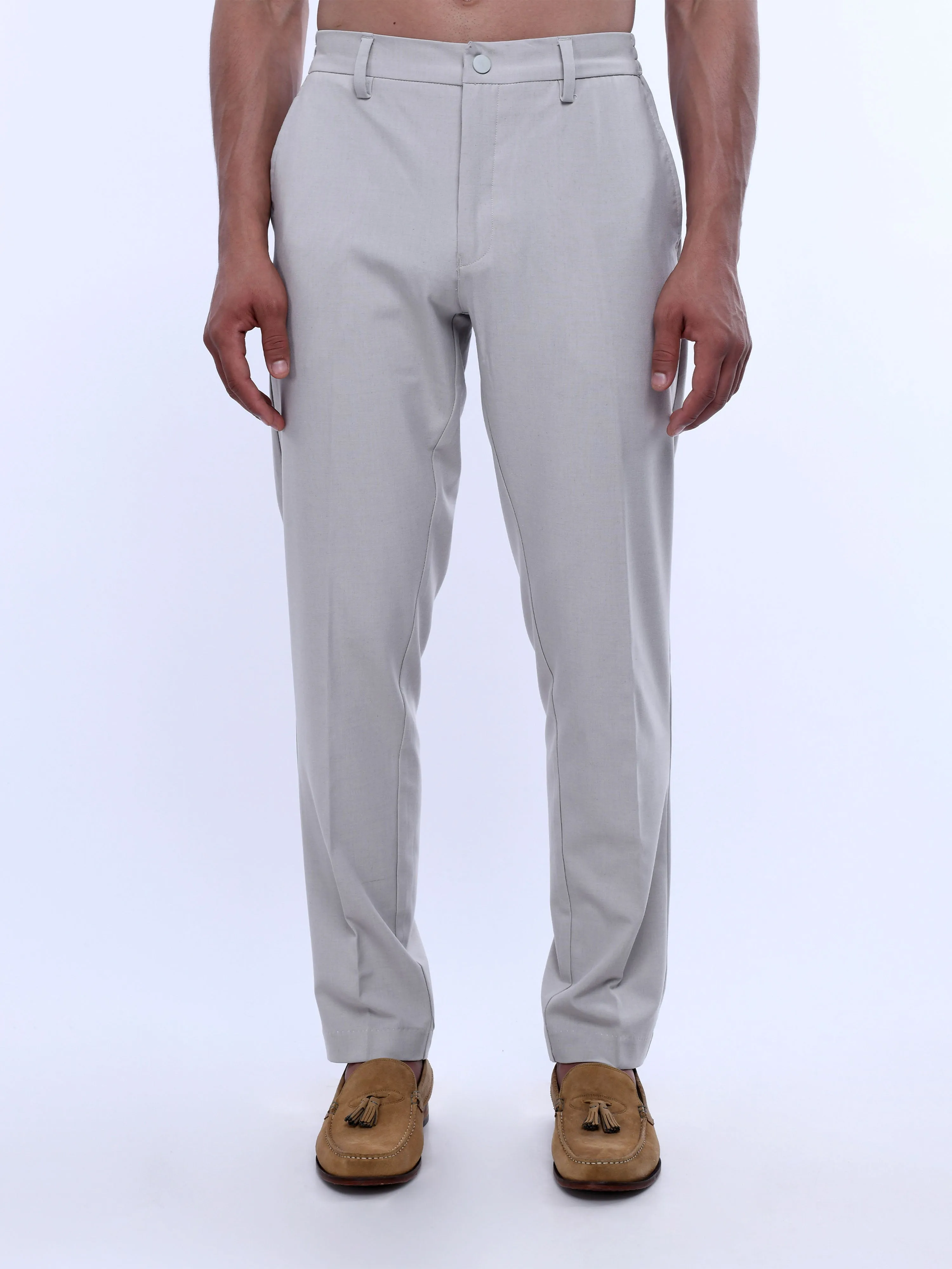 Soft Handle Tailored Cream Trousers