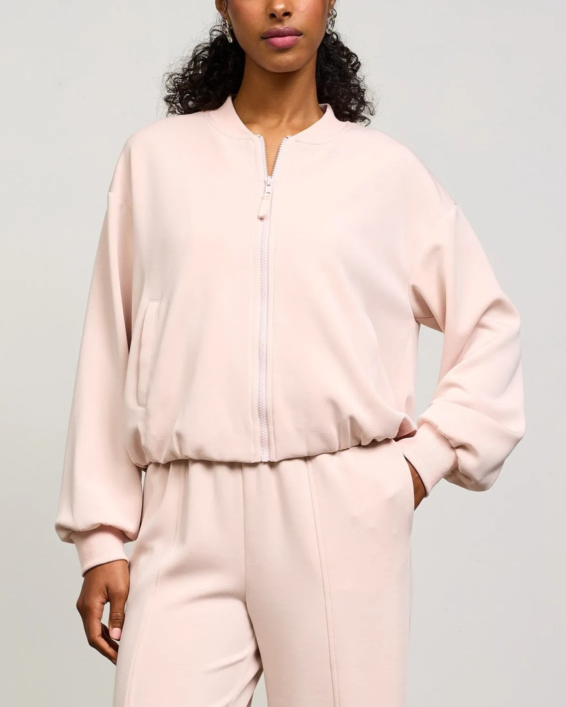 Soft Modal Bomber Jacket - Pale Blush