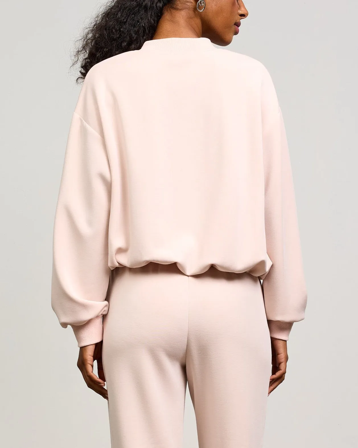 Soft Modal Bomber Jacket - Pale Blush
