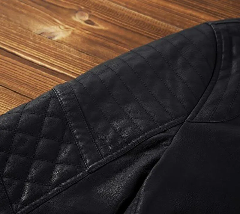 Stylish Men's Jacket PU Leather Jacket Black