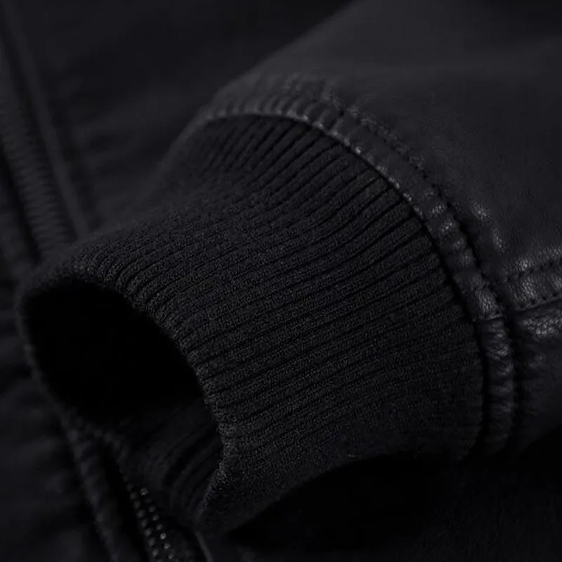 Stylish Men's Jacket PU Leather Jacket Black