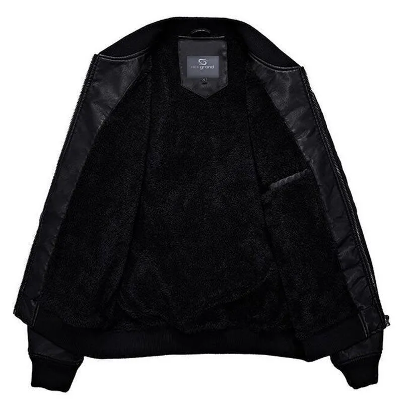 Stylish Men's Jacket PU Leather Jacket Black