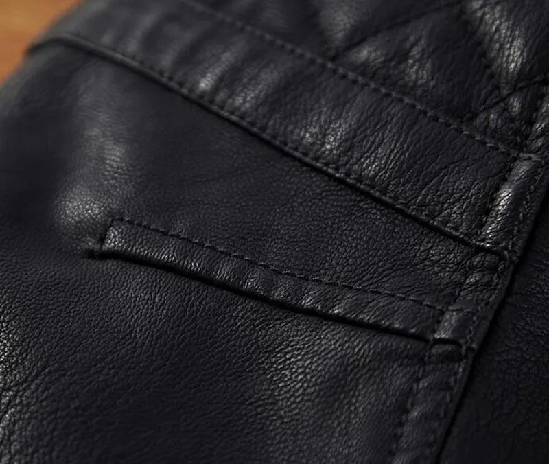 Stylish Men's Jacket PU Leather Jacket Black