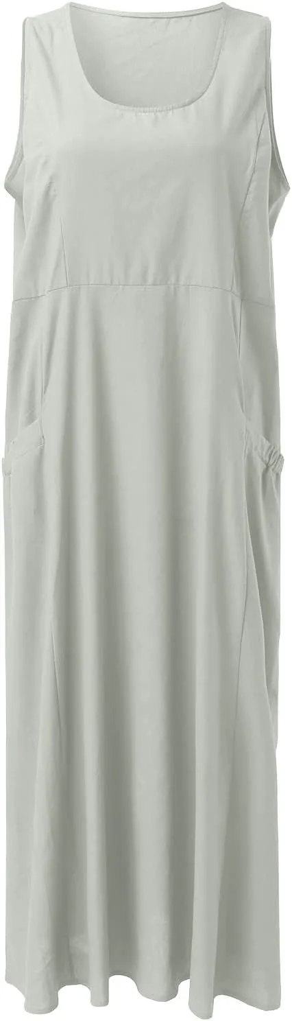 Summer Dresses for Women 2025 Women's Summer Casual Sleeveless Long Maxi Beach Dress Vestido De Lino Loose Cotton