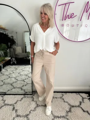 Super Stretch Straight Leg Trousers in Stone
