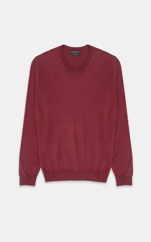 SWEATER V NECK MAROON