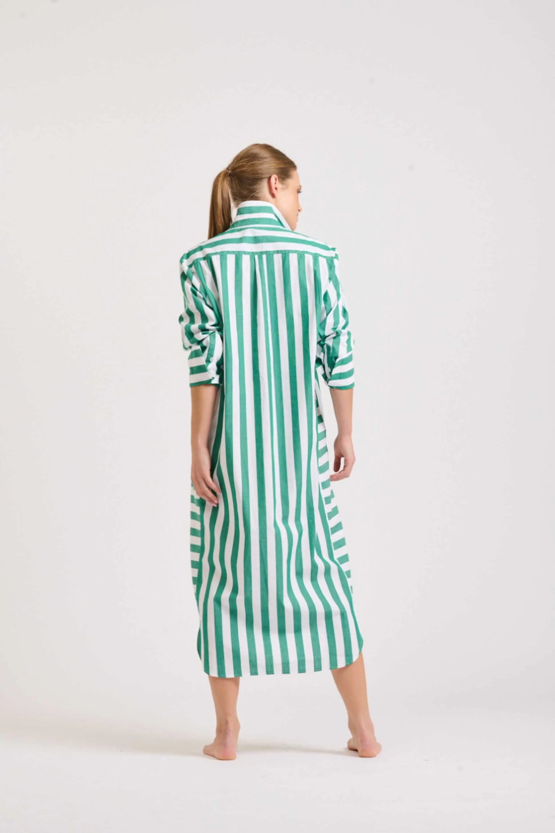 The Andrea Dress | Green Wide Stripe