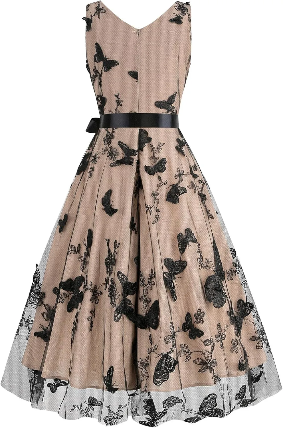 Tulle Embroidery Floral Dress for Women Sleeveless Mesh Flower Embroidered Tulle Prom Dress Summer Wedding Tea Party Dress