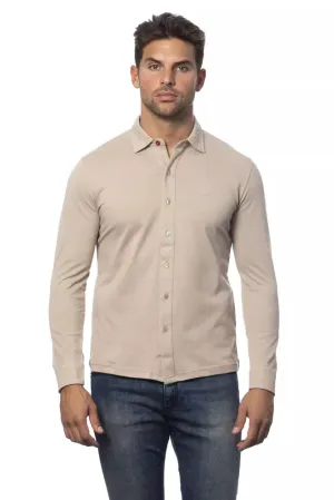 Verri Elegant Beige Regular Fit Cotton Shirt