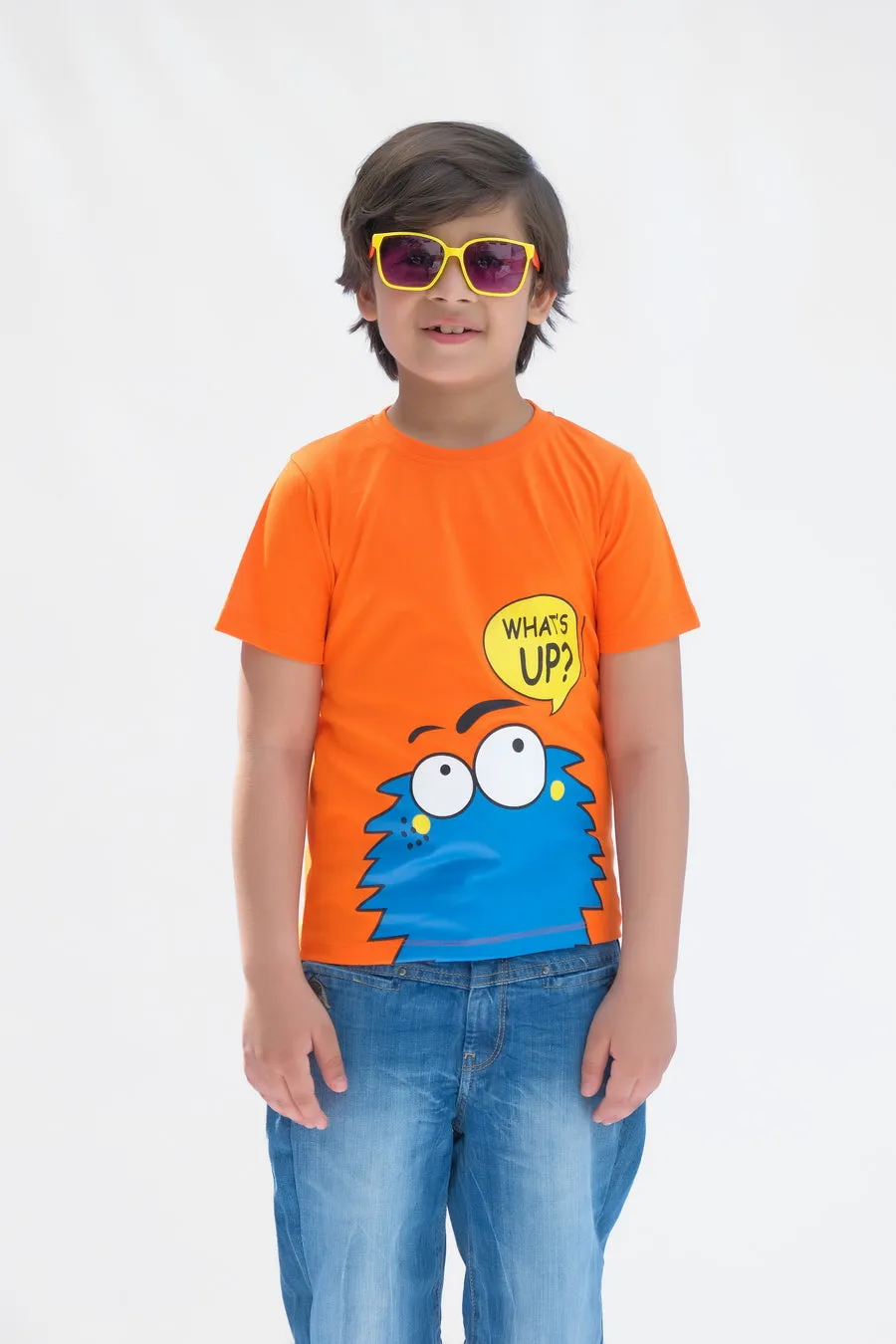 What's up - Half sleeves T-shirts For Kids - orange - SBT-334