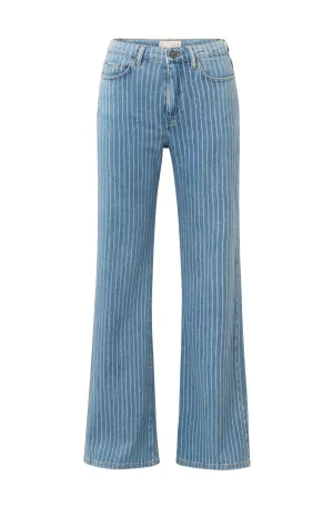 Wide-leg denim trousers with striped detail (L32)
