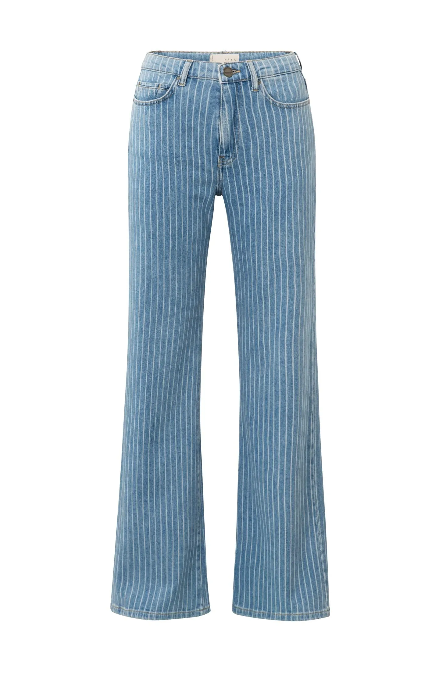 Wide-leg denim trousers with striped detail (L32)