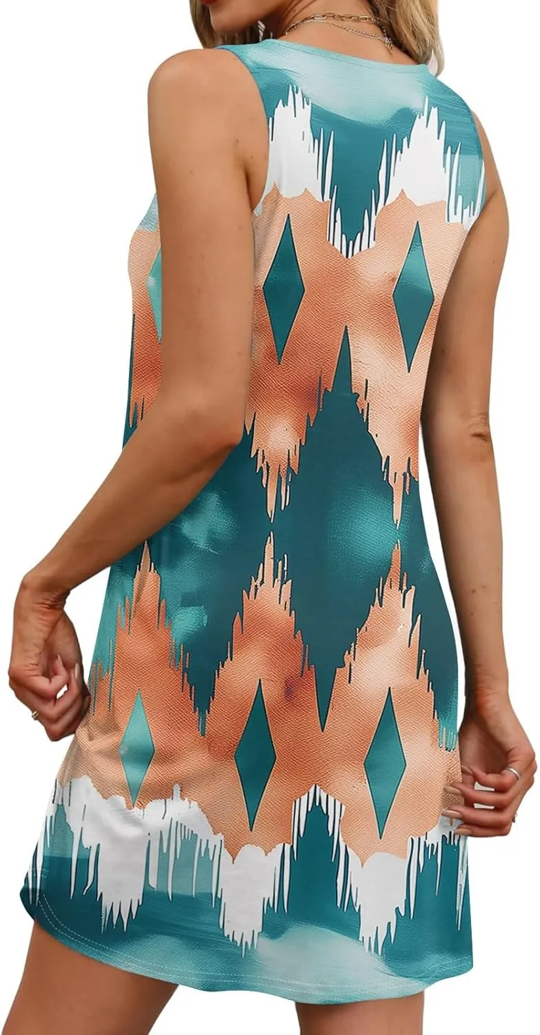 Womens Dresses Casual Summer Tank Dress Sundresses Sleeveless Short Dresses Office Spring Flowy Dress with Pocket
