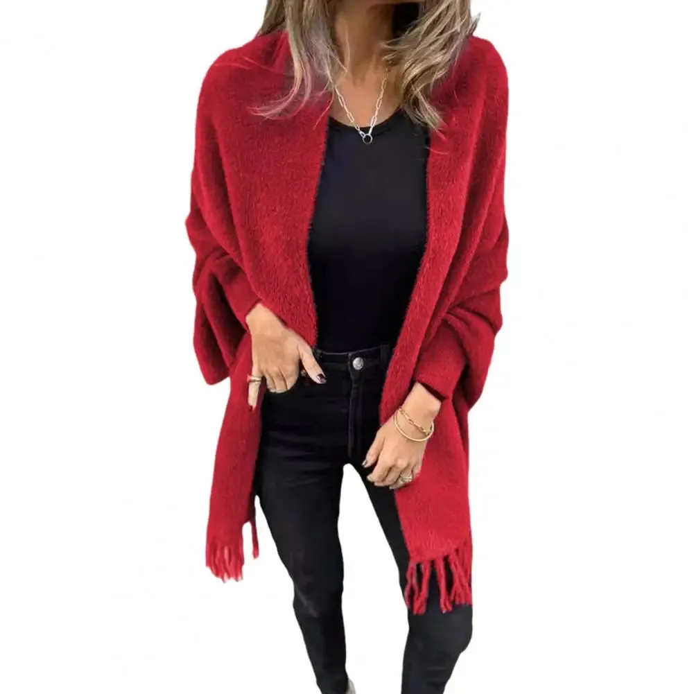Women’s Open Stitch Fleece Fringe Cardigan