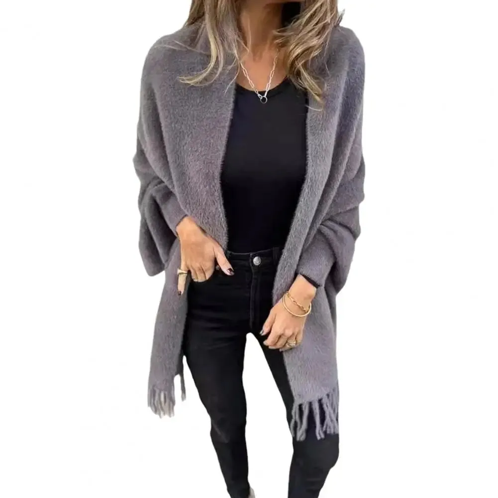 Women’s Open Stitch Fleece Fringe Cardigan