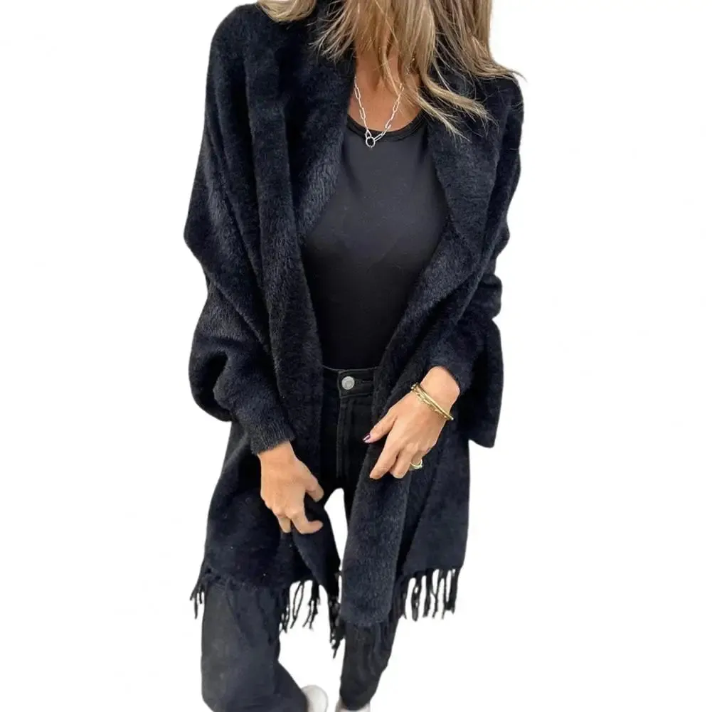 Women’s Open Stitch Fleece Fringe Cardigan