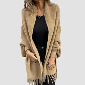 Women’s Open Stitch Fleece Fringe Cardigan