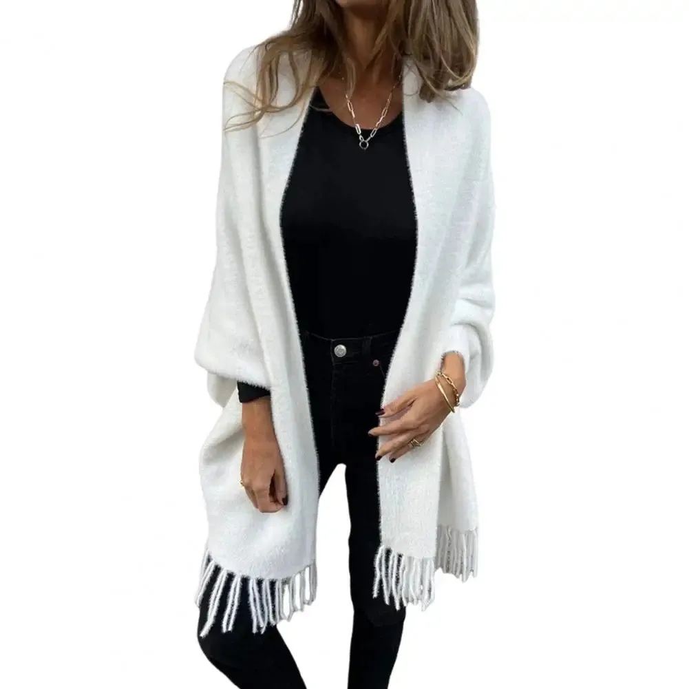 Women’s Open Stitch Fleece Fringe Cardigan