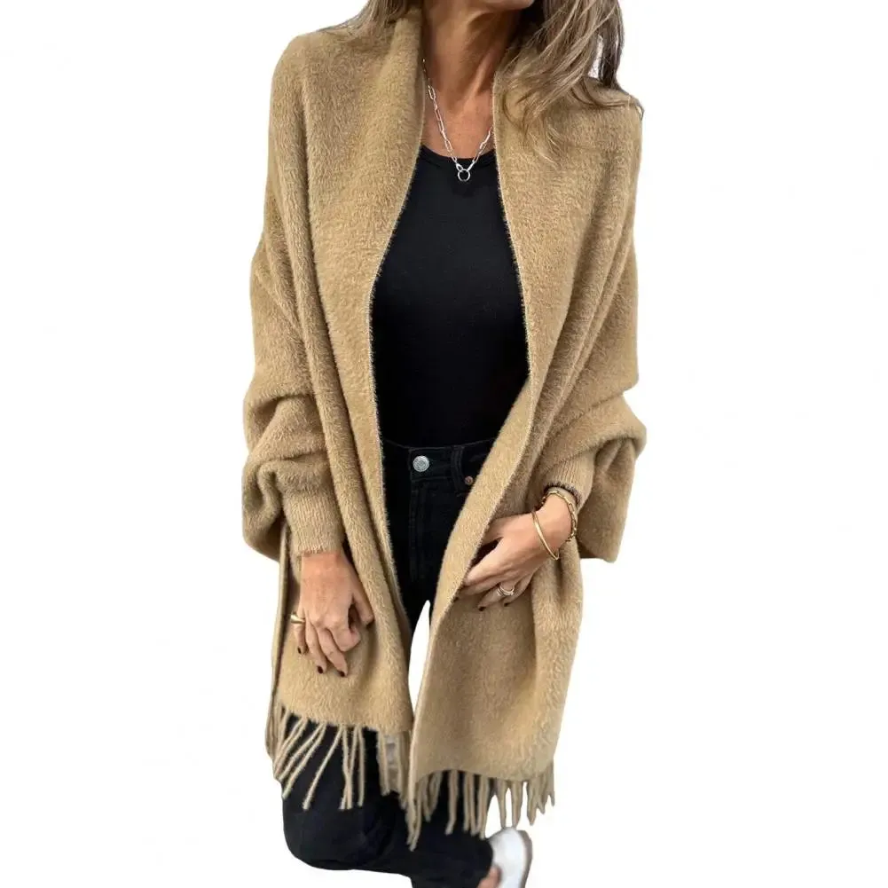 Women’s Open Stitch Fleece Fringe Cardigan