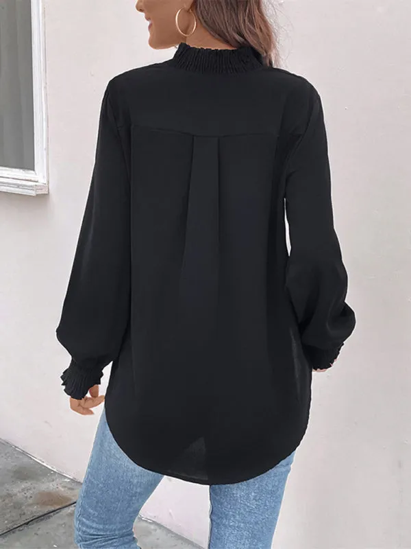 Women's V-neck elegant loose fit shirt