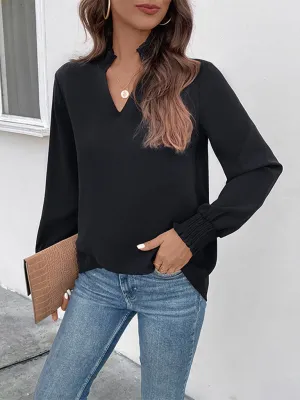 Women's V-neck elegant loose fit shirt