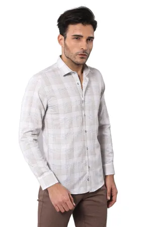WSS Slim Fit Checked Beige Shirt  - Rodgau
